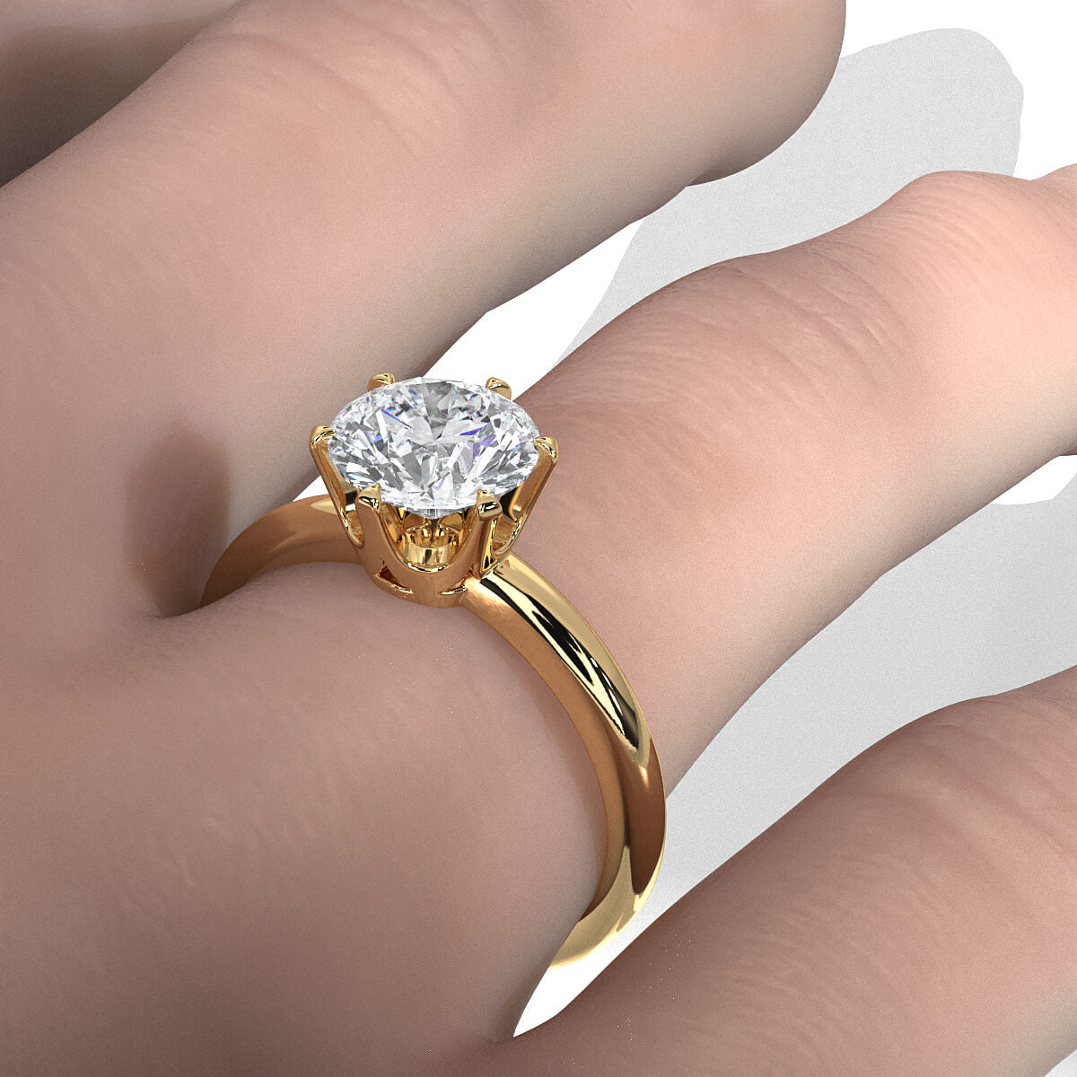 4g Lab Grown Round Diamond Engagement Solitaire 6 Prong Ring Setting IGI Certified 1.00 Ctw.